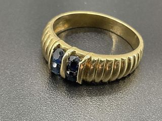 anillo oro 18k con piedra con zafiro