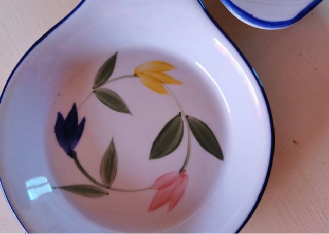 2 Bandejas Pequeñas Cerámica Flores