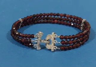 Braccialetto con pietre rosse intenso argento 925