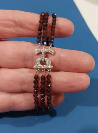 Braccialetto con pietre rosse intenso argento 925