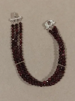 Braccialetto con pietre rosse intenso argento 925