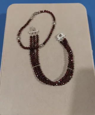 Braccialetto con pietre rosse intenso argento 925