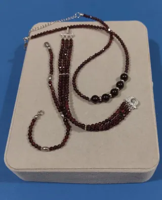 Braccialetto con pietre rosse intenso argento 925