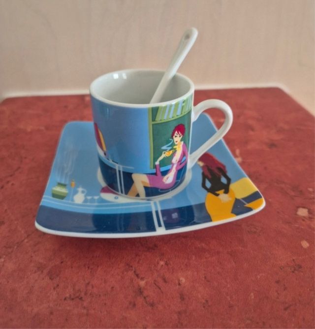 Set 4 Tazas con Platos Porcelana