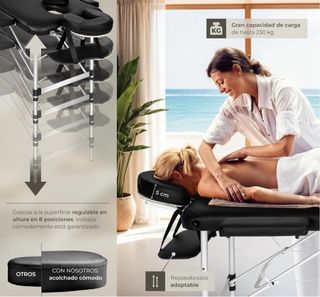 Camilla de masaje plegable, reclinable.