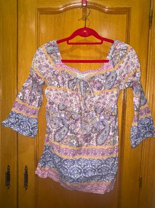 Camisa manga algodón floral