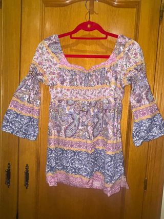 Camisa manga algodón floral