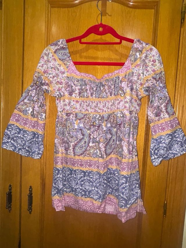 Camisa manga algodón floral