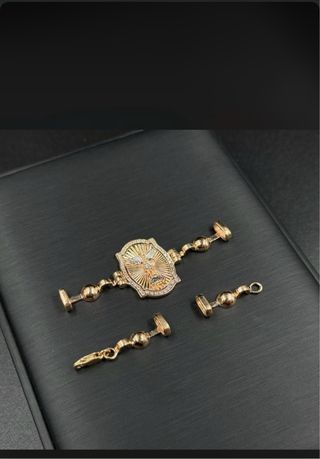 Pulsera oro rosa 18kt caucho Negro