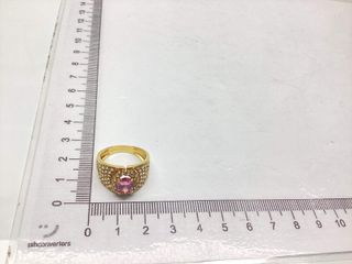 anillo oro 18k con piedra con circonita,cuarzo