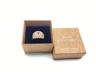 anillo oro 18k con piedra con circonita,cuarzo