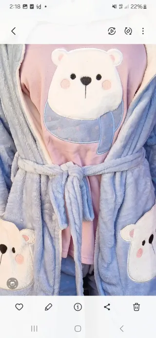 Pijama polar oso polar azul y rosa