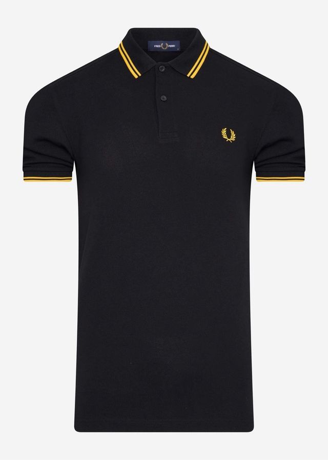 Polo Fred Perry Negro y Amarillo Manga Corta