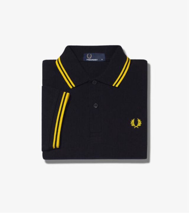 Polo Fred Perry Negro y Amarillo Manga Corta