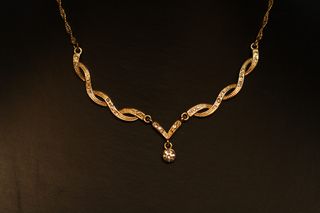 Conjunto Collar + Pendientes ORO (color) Vintage Abalorios