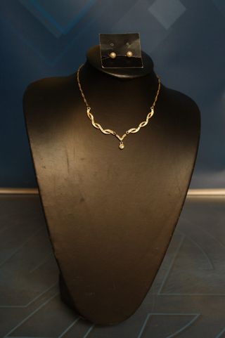 Conjunto Collar + Pendientes ORO (color) Vintage Abalorios