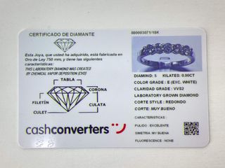 anillo oro 18k con piedra con diamante de laboratorio