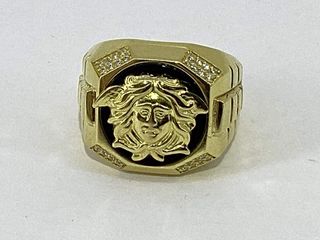 sello oro 18k con piedra con circonita