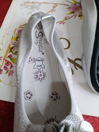 Bailarinas Piel Plateadas Talla 38/39
