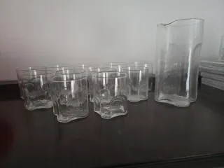 Set 12 Bicchieri più caraffa vetro Murano Vintage