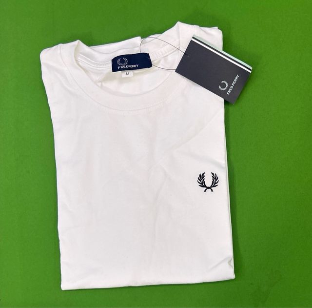 Camiseta Fred Perry Blanca Manga Corta