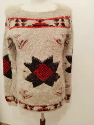 Jersey peludo mujer estampado étnico