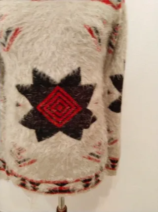 Jersey peludo mujer estampado étnico