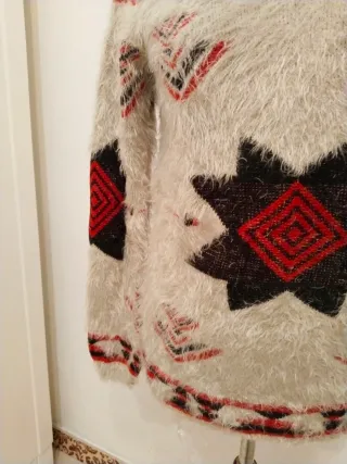 Jersey peludo mujer estampado étnico