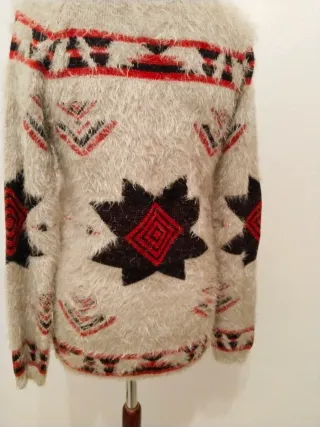 Jersey peludo mujer estampado étnico