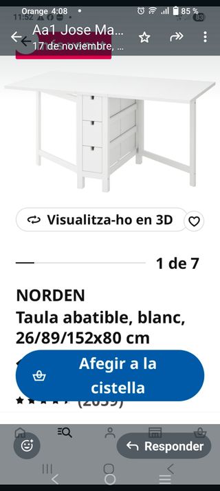 Tavolo pieghevole NORDEN IKEA bianco