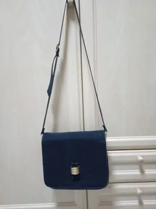 Bolso azul marino polipiel y ante
