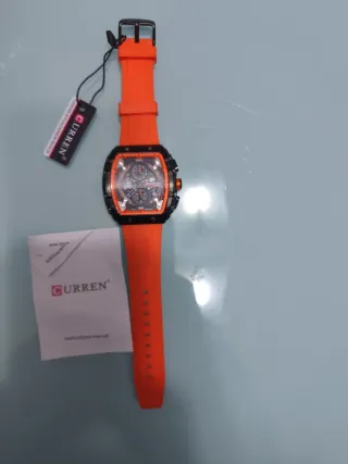 Orologio Curren Uomo Nero Arancione