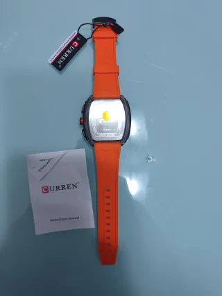 Orologio Curren Uomo Nero Arancione