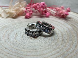 Pendientes Aro Mini Circonitas Mix Plata