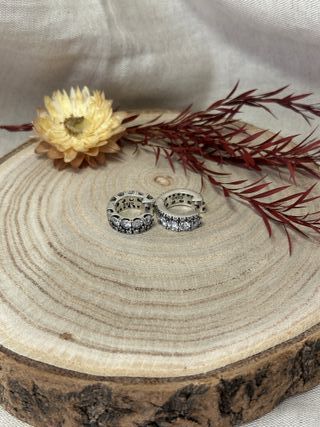 Pendientes Aro Mini Circonitas Mix Plata