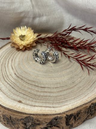 Pendientes Aro Mini Circonitas Mix Plata