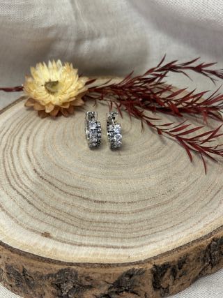 Pendientes Aro Mini Circonitas Mix Plata