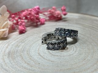 Pendientes Aro Mini Circonitas Mix Plata