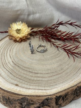 Pendientes Aro Corazón Brillantes Plata