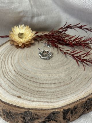 Pendientes Aro Corazón Brillantes Plata