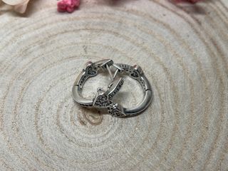 Pendientes Aro Corazón Brillantes Plata
