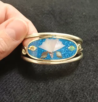 Pulsera Alpaca Incrustaciones Azul