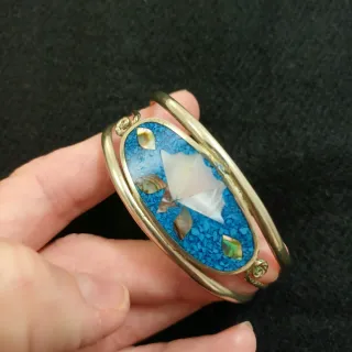 Pulsera Alpaca Incrustaciones Azul