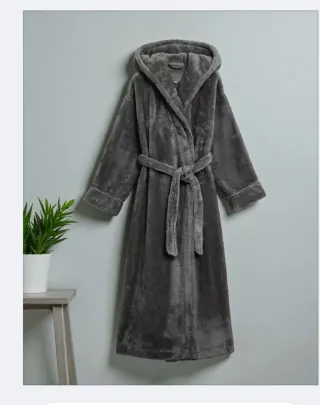 Albornoz Polar Largo Mujer Capucha Gris XL