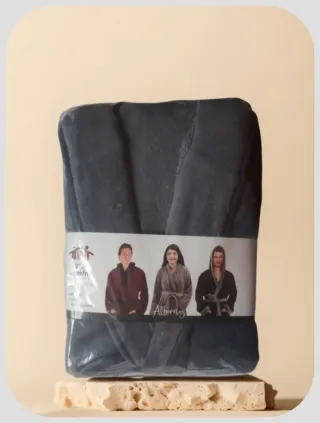 Albornoz Polar Largo Mujer Capucha Gris XL