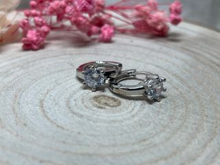 Pendientes Aro Mini Circonita Plata