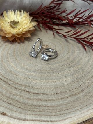 Pendientes Aro Mini Circonita Plata