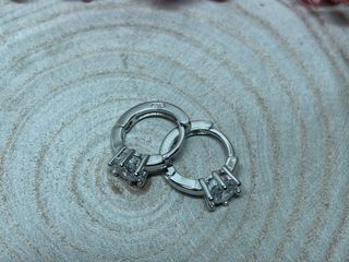 Pendientes Aro Mini Circonita Plata