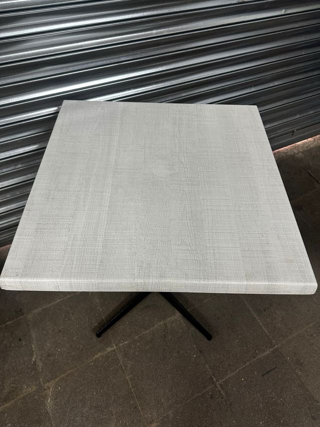 6 Mesas Hostelería Tablero Blanco Pie Negro