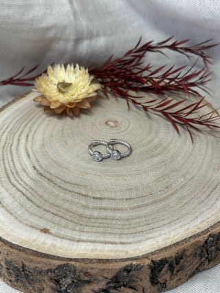 Pendientes Aro Corazón Circonita Plata